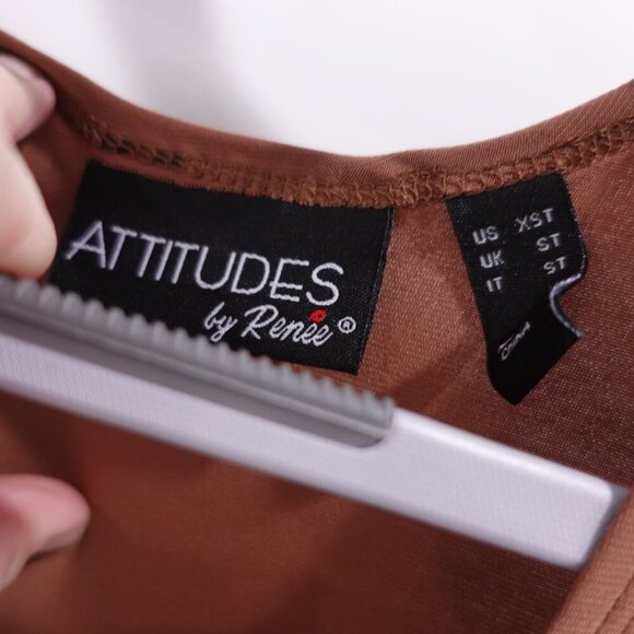 NWT Attitudes by Renee Como Jersey Over & Wide Leg Pants Set Sz XXS Mocha 2-Pc - Picture 10 of 12